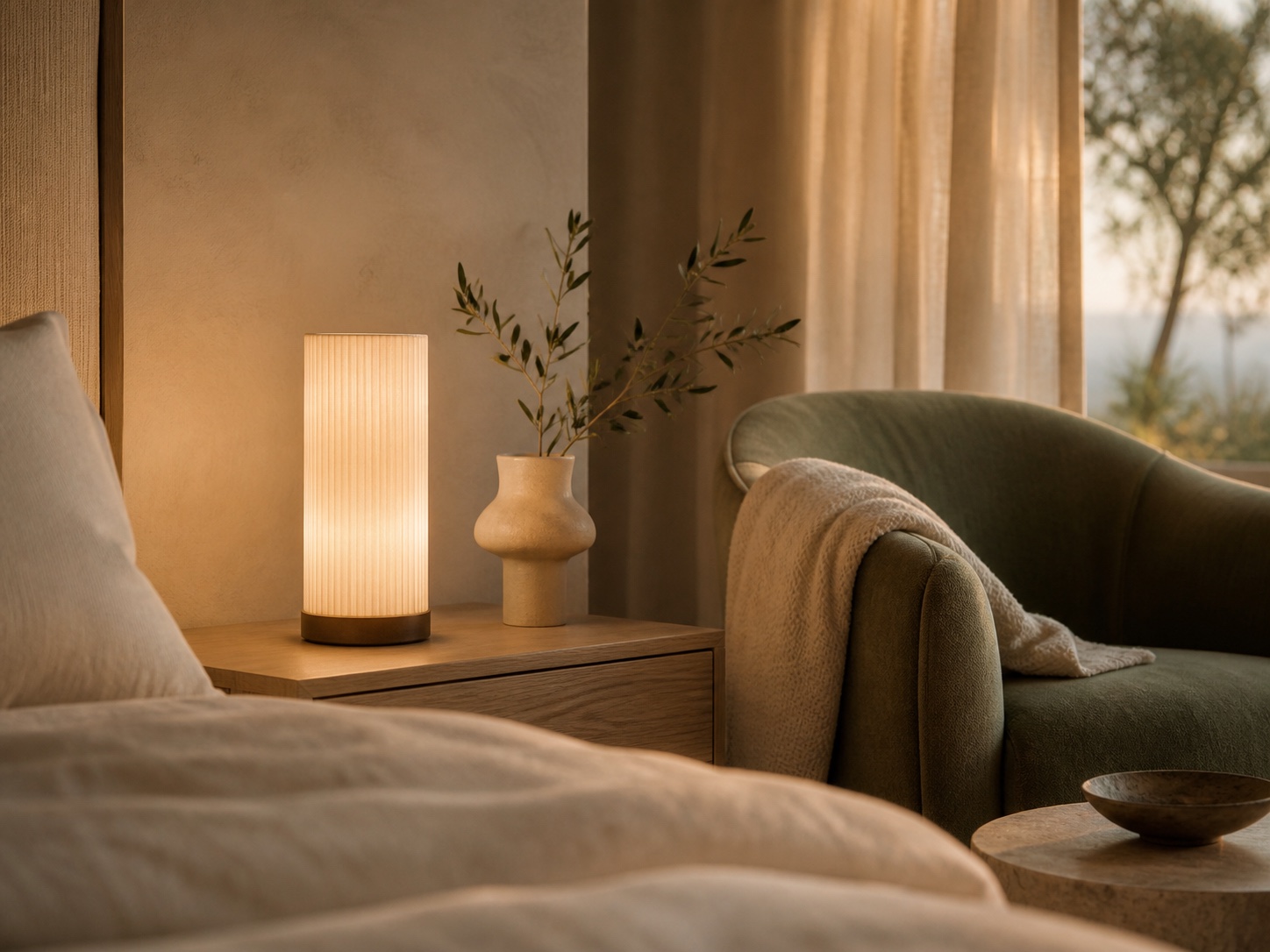 A calming lamp in an aged-care living space.